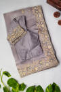 Designer Organza Grey Saree