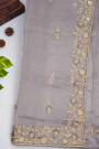 Designer Organza Grey Saree