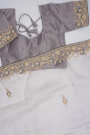 Designer Organza Grey Saree
