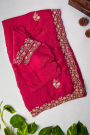 Designer Satin Organza Rani Pink Saree