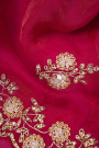 Designer Satin Organza Rani Pink Saree