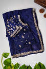 Designer Crepe Navy Blue Saree