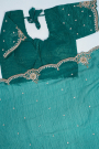 Designer Shimmer Georgette Teal Green Saree