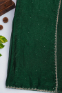 Designer Satin Organza Bottle Green Saree