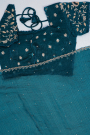 Designer Satin Organza Teal Blue Saree