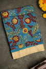 Kalamkari Silk Ice Blue Saree