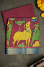 Kalamkari Silk Wine Saree