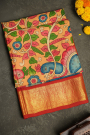 Kalamkari Silk Light Orange Saree