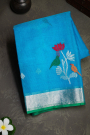 Zari Kota Sea Blue Saree
