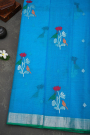 Zari Kota Sea Blue Saree
