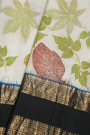 Kancheepuram Eco Print Silk Off White Saree