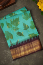 Kalamkari Silk Sky Blue Saree