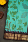 Kalamkari Silk Sky Blue Saree