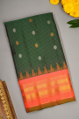 Gadwal Silk Bottle Green Saree