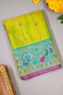 Gadwal Silk Parrot Green Saree