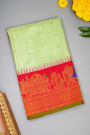 Gadwal Silk Pista Green Saree