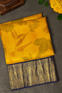 Kanchi Eco Print Silk Yellow Saree