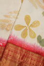 Kancheepuram Eco Print Silk Off White Saree