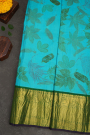 Kancheepuram Eco Print Silk Sky Blue Saree