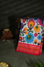Ikat Silk Off White Saree