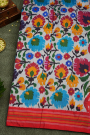 Ikat Silk Off White Saree