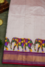 Ikat Silk Off White Saree