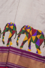 Ikat Silk Off White Saree
