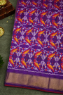 Ikat Silk Off White Saree