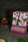 Ikat Silk Off White Saree