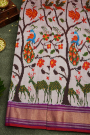 Ikat Silk Off White Saree