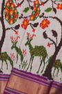 Ikat Silk Off White Saree