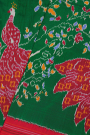 Ikat Silk Bottle Green Saree