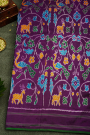 Ikat Silk Purple Saree