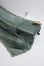 Designer Satin Organza Bottle Green Saree