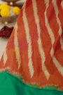 Ikkat Silk Orange Saree