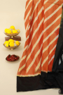 Ikkat Silk Peach Orange Saree
