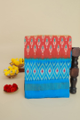 Ikkat Silk Peach Orange Saree