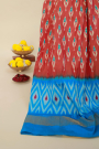 Ikkat Silk Peach Orange Saree