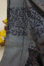 Designer Tussar Powder Blue Saree