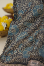 Designer Tussar Dark Grey Saree