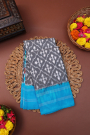 Ikkat Silk Grey Saree