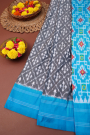 Ikkat Silk Grey Saree