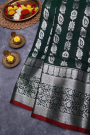 Venkatagiri Silk Bottle Green Saree