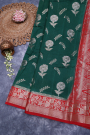 Designer Chiniya Dark Green Saree