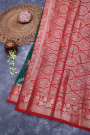 Designer Chiniya Dark Green Saree