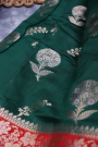 Designer Chiniya Dark Green Saree