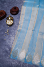 Designer Organza Sky Blue Saree