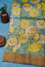 Kalamkari Tussar Blue Saree