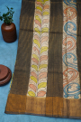 Kalamkari Tussar Blue Saree
