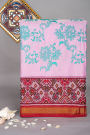 Designer Tussar Pink Saree with Patola fusion